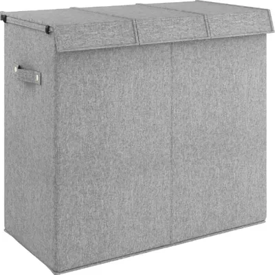 Produktbild von vidaXL Faltbarer Wäschekorb Grau 64,5x34,5x59 cm Leinenimitat Stoff