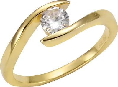 Produktbild von F Ring 925/- Sterling Silber gelb 056 (17,8) Zirkonia weiß 360272058-1