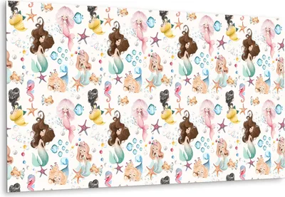 Obrázek produktu pro Vzor Mořské Panny Pro Děti – Samolepicí Obklady na Zeď – PVC Nástěnné Panely – Vinylové Samolepicí Dlaždice – 3D Obklady Bez Vrtání – Nalepovací Tapety do Kuchyně a Koupelny – Samolepicí Fólie na Dlaždice – 100x50 cm