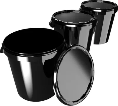 Produktbild von Eimer mit Deckel 30 L | Vorratseimer | Lebensmittelecht Schwarz | Hobbock | 3 Stück
