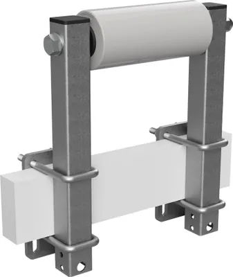 Produktbild von Polyurethan Seitenrolle mit Stützen Sliprolle Bootstrailer Sliphilfe verzinkt SUPROD, B=200, L=350 mm, grau
