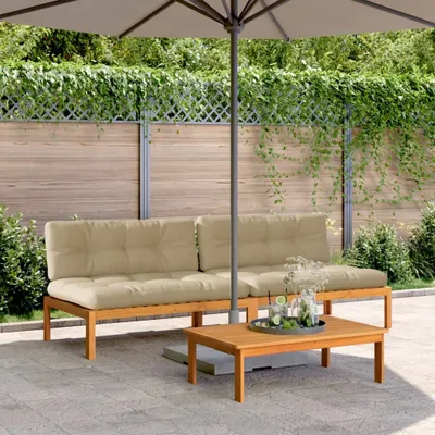 Produktbild von Maison Exclusive - Garten-Mittelsofas aus Paletten mit Kissen 2 Stk. Akazienholz