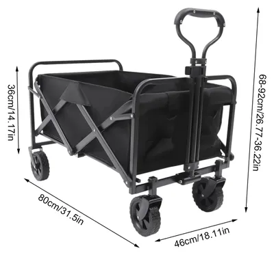Obrázek produktu pro Skládací vozík - nosnost 80 kg - robustní - skládací - nákupní vozík - zahradní vozík - černý
