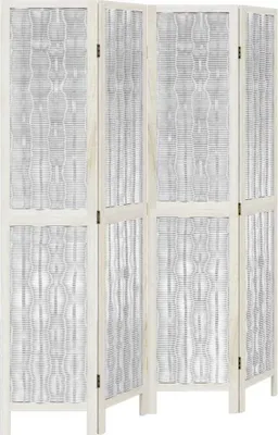 Produktbild von vidaXL 4-tlg. Raumteiler Weiß Massivholz Paulownia