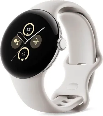 Produktbild von Google Pixel Watch 2, Smartwatch & Fitness-Tracker, silber/Porzellan Aluminium, 41mm, 1.23 cm dick, Rund, Bandgröße S/L (Fluor-Elastomer), AMOLED Touchscreen, Always-On Display, 1000 cd/m², Gorilla Glass 5, 2 GB RAM, 32 GB Speicher, Qualcomm Prozessor, 24h Akkulaufzeit, 306 mAh Akku, 1.3h Ladezeit, Wear OS, WiFi, Bluetooth 5.0, GPS, NFC, IP68, Herzfrequenz, Blutsauerstoff, Hauttemperatur, Stressüberwachung, Barometer, Höhenmesser, Mikrofon, Lautsprecher, Multisportmodus, Schlafqualität, Google Assistant, 31