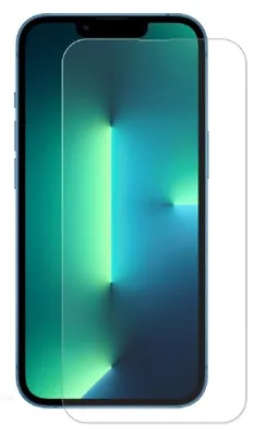 A screen protector is placed on an iPhone 13 Pro Max.