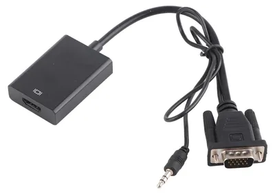 Zdjęcie produktu dla Konwerter VGA na interfejs multimedialny HD 1080p – adapter VGA zasilany przez USB z kablem audio 3,5 mm do monitorów komputerowych i telewizorów