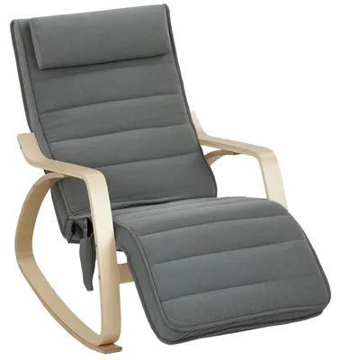 Produktbild von Schaukelstuhl mit Massage-Funktion, Lendenheizung, 3 Modi, Stoffbezug, Grau