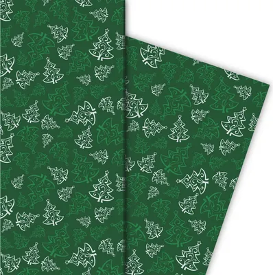 Produktbild von Ornamentales Weihnachtspapier mit Weihnachtsbäumen, grün, 32 x 48cm - G9843, 32 x 48cm