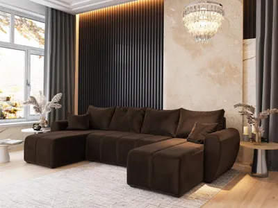 Produktbild von Masseno Ecksofa MADISON U mit Schlaffunktion U-Form, Sofa mit Bettkasten, Wohnzimmersofa, Couch, Soffa, Bettsofa, Couchgarnitur- Braun, KRONOS 06