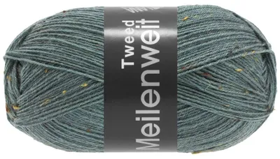 Produktbild von Lana Grossa MEILENWEIT 100 g TWEED 4-fach Sockenwolle mit Tweed-Noppen 420 m Farbe 166 - Graugrün