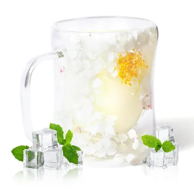 Zdjęcie produktu dla Dwuszykowa kubek z motywem kwiatowym, 400 ml, szklany, idealny jako prezent dla kobiet