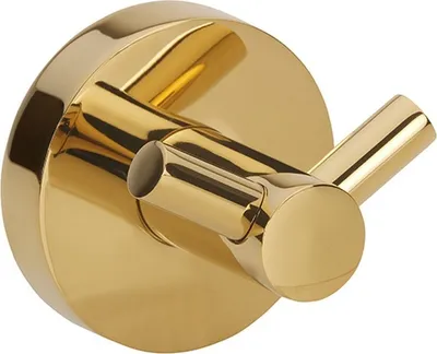 Produktbild von BILLO Doppelkleiderhaken Messing Gold poliert 50x55x55 mm für Bad & Küche >> zum Bohren oder Kleben