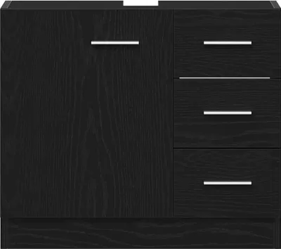 Produktbild von vidaXL Waschbeckenunterschrank Schwarz Eichen-Optik 63x30x54 cm