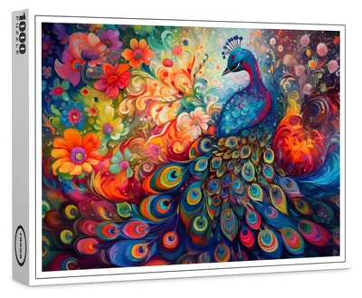 Produktbild von raxxa Premium-Puzzle "Farbenfroher eleganter Pfau", 1000 Teile