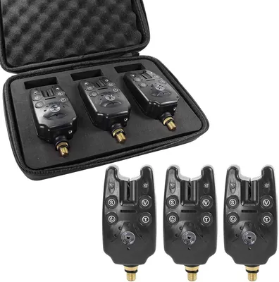 Produktbild von Hochsensibler elektronischer Angelalarm 3er Set mit LED und Sound, perfekt zum Karpfenangeln