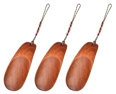 Productafbeelding van Set van 3 houten schoenlepels, inclusief mini-schoenlepels met ophangoog