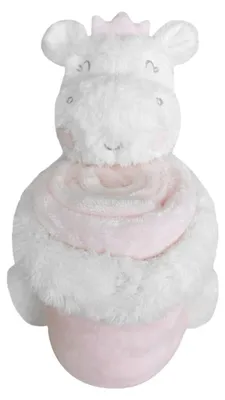Produktbild von Kikkaboo Babydecke 2 in 1 Geschenkset Kuscheltier 25 cm Kuscheldecke 100 x 70 cm pink