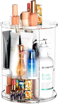 Produktbild von Transparenter, um 360° drehbarer Kosmetikständer, für Schminktisch, Badezimmer, Schlafzimmer oder Kommode.