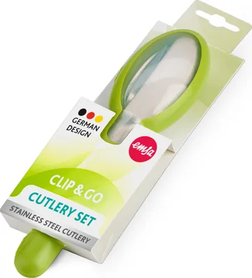 Produktbild von emsa Besteck-Set CLIP & GO 3-teilig mit Etui grün