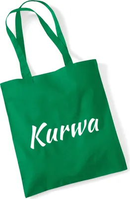 Produktbild von Huuraa Jutebeutel Kurwa Polnisch 10 Liter Kelly Green Baumwolle Tasche Geschenkidee