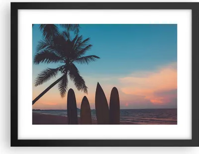 Produktbild von Gerahmtes Poster - Schwarzer Rahmen - Strand Meer Palme - 40x30 cm - Wand Bild - Wanddeko - Wandbilder - Kunstposter - Wandposter - Bilderrahmen - Bilder - Kunstdruck - Wandbild - P2BAA40x30-4080