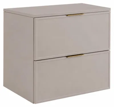 Produktbild von Badezimmerschrank hängend 60 mit Schubladen, Korpus in Kaschmir + Platte in Kaschmir, mit Griffen, 60 x 46 x 58,6 cm, KI-generiertes Bild