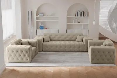 Produktbild von Sofaset Designersofa CHANTAL 3-1-1 in Stoff Moly Beige