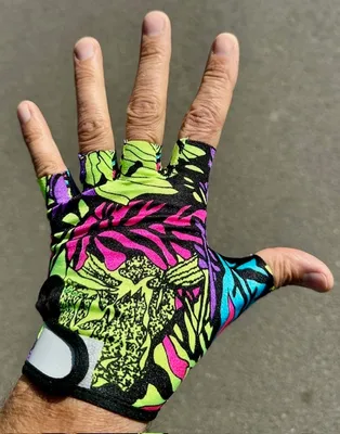 Immagine prodotto di Guanti da ciclismo vintage anni '90 originali neon jungle, L / 10