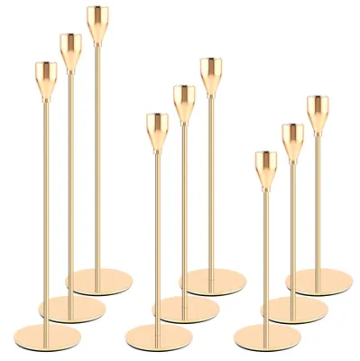 Productafbeelding van Set van 9 kaarsenhouders - Decoratieve kaarsenstandaards voor feestdagen en diners