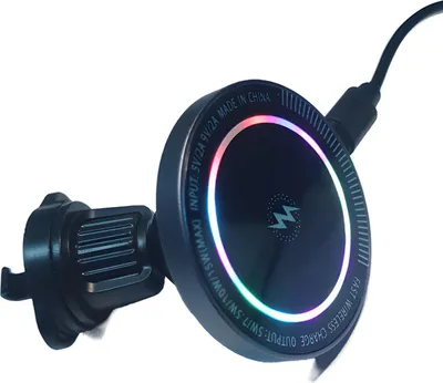 Obrázek produktu pro 15W nabíječka do auta s magnetickým držákem do auta, bezdrátovou nabíječkou, RGB osvětlením, funkcí rychlého nabíjení a držákem na navigaci (typ C)