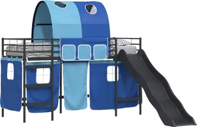 Immagine prodotto di Letto a castello per bambini vidaXL nero e blu 75 x 190 cm in metallo