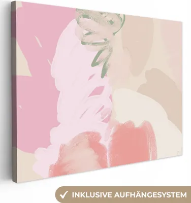 Produktbild von MuchoWow® - Leinwandbilder - Rosa - Kunst - Abstrakt - Modern, Wandbild, Wanddeko Bilder Wohnzimmer, 40x30 cm