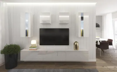 Image de Furnitech Meuble-paroi Salon - Meuble-paroi suspendu Moderne - Étagères et meuble TV - Meubles de salon sans LED (AN291-17W-HG21 1B Grand)