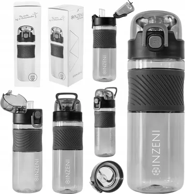 Obrázek produktu pro Láhev Na Vodu Láhev Na Džus Tritan Bpa Free Inzeni 0,6L Černá Fitness