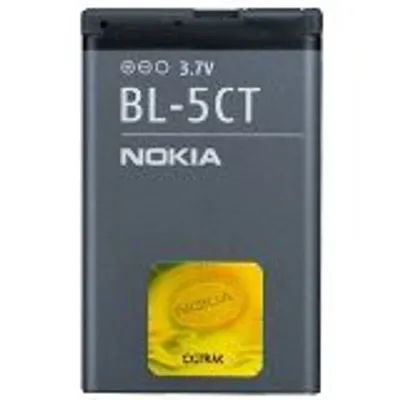 A close-up of a Nokia BL-5CT battery.