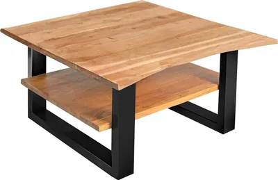 Produktbild von Couchtisch Baumkante 90 x 90 cm Akazie massiv + naturfarben schwarz PATRICK