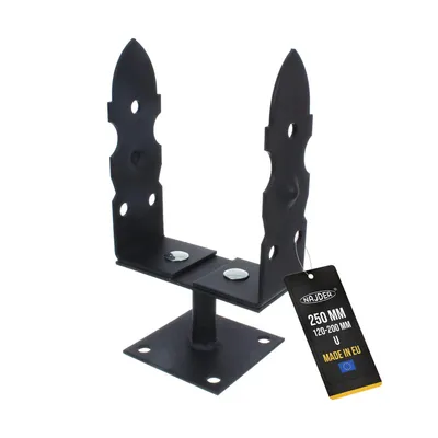 Produktbild von NAJDER Pfostenträger U-Form mit mit Schraubplatte 100x100 mm Verstellbarer Sockel 120-200 mm Dicker Stahl 4 mm, Schwarz