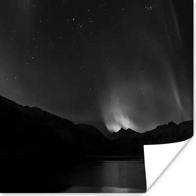 Produktbild von MuchoWow® Poster Berge - Nordlichter - Weltraum 75x75 cm - Wand Dekoration