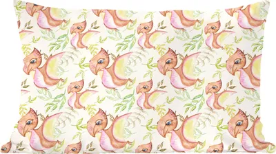 Produktbild von MuchoWow® Zierkissen Sofakissen Wohnzimmer Dekokissen 60x40 cm Dinosaurier - Kinderzimmer - Muster - Mädchen - Kinder - Rosa - Kopfkissen - Polster mit Foto