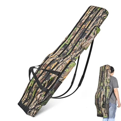 Produktbild von Multifunktionale Angeltasche, 150 cm Gerätetasche, wasserdicht, faltbar, mit 3 Fächern und Schultergurt, für Angelruten und Kescher