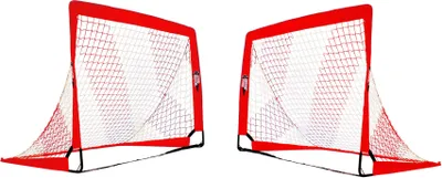 Image de POWERSHOT but de football POP UP - 1.8m x 1.2m - set de 2 - but de football de jardin pliable pour enfants en ROUGE/BLANC