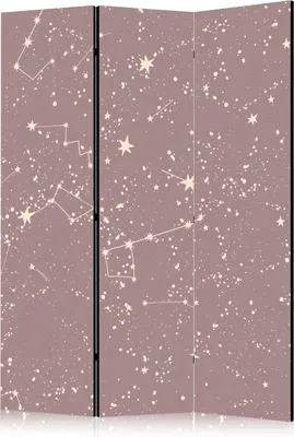 Produktbild von 3-teiliger Einseitiger Vlies Paravent - Night Sky - Artistic Constellations and Stars in Pastel Shades 135x172 cm Muster f-C-10104-z-a