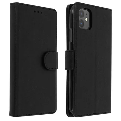 Image de Avizar, Portefeuille Flip Cover, Etui à rabat en similicuir pour Apple iPhone 11, Noir