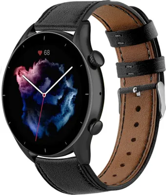 Produktbild von Strap-it Amazfit GTR 3 (Pro) Armband Leder (eng Schwarz)
