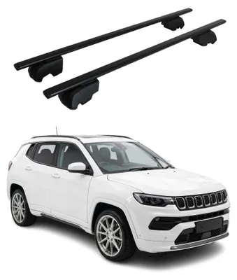 Image de Barres de toit Transversales pour Jeep Compass III 2025-2026 Acier Noir 2Pcs, Image générée par une IA