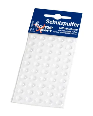 Produktbild von Home Xpert 50er Pack Schutzpuffer, Anschlagpuffer, Möbelpuffer, Anschlagdämpfer, Elastikpuffer, flach, transparent, selbstklebend, Ø 10 mm, Höhe 3,2 m