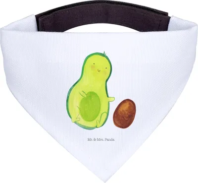 Produktbild von Mr. & Mrs. Panda Hundehalstuch Avocado Kern rollt - Weiß - Geschenk, Hunde Hals Tuch, Baby, Halstuch, Bandana, Dreieckstuch, Geburtstag, Liebe, für Hund