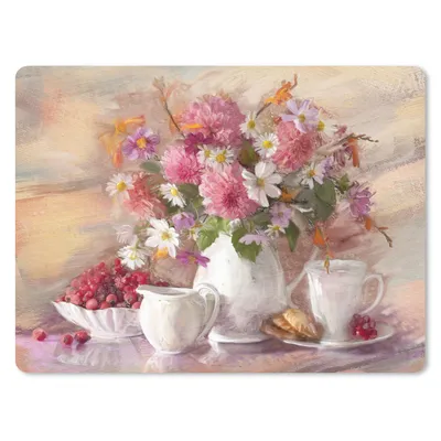 Produktbild von MuchoWow® Mauspad Mousepad Gemälde - Blumen - Vase - Ölfarbe 40x30 cm - Mousepads - Maus Mat - Pad - Mausunterlage - Anti Rutsch