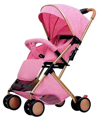 Imagen del producto de Cochecito para bebés ultracompacto, apto desde el nacimiento hasta los 6 años. Cochecito de viaje con arnés de seguridad de 5 puntos, compacto y reclinable, con bolsillos y toldo parasol (rosa)